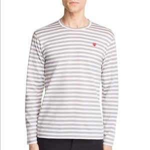 comme des garcons: gray+white striped long sleeve
